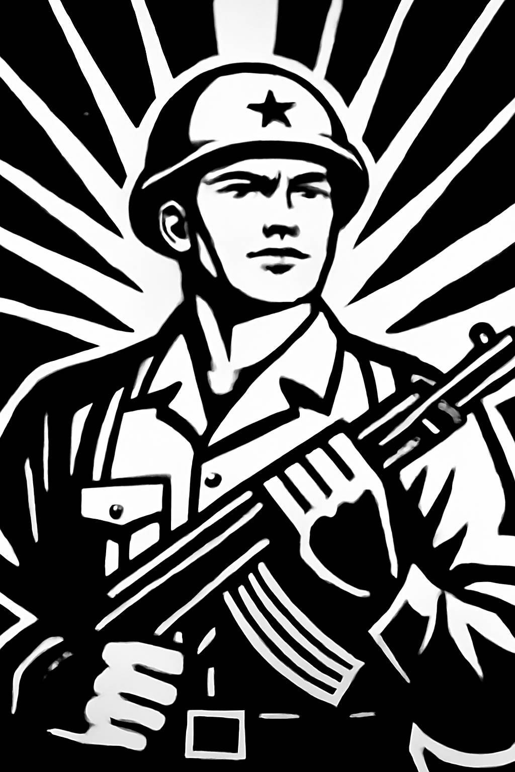 Soldier in Propaganda Art Style