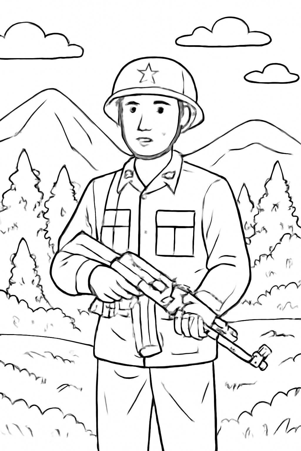 Soldier in Nature Scene