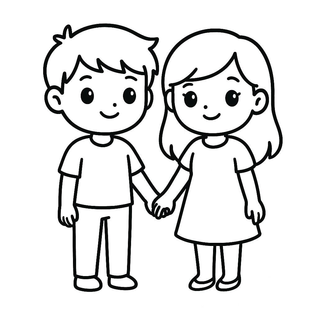 Cute Boyfriend and Girlfriend Coloring Pages