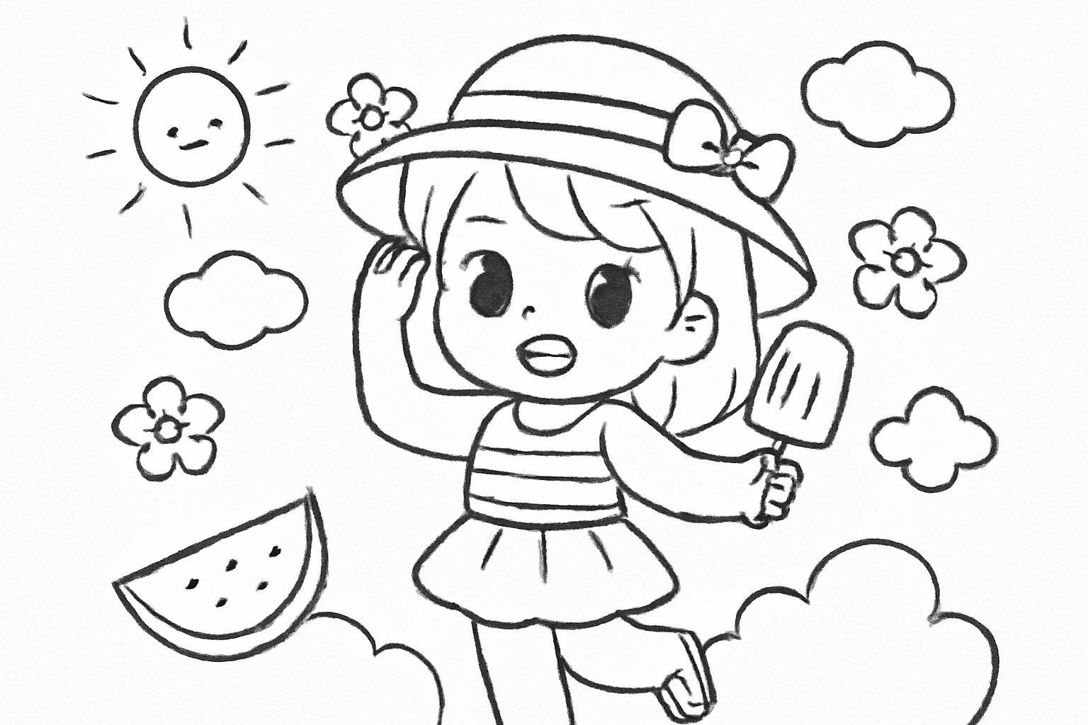 Summer Outfit Coloring Pages for Kids – Fun Summer Coloring Pictures