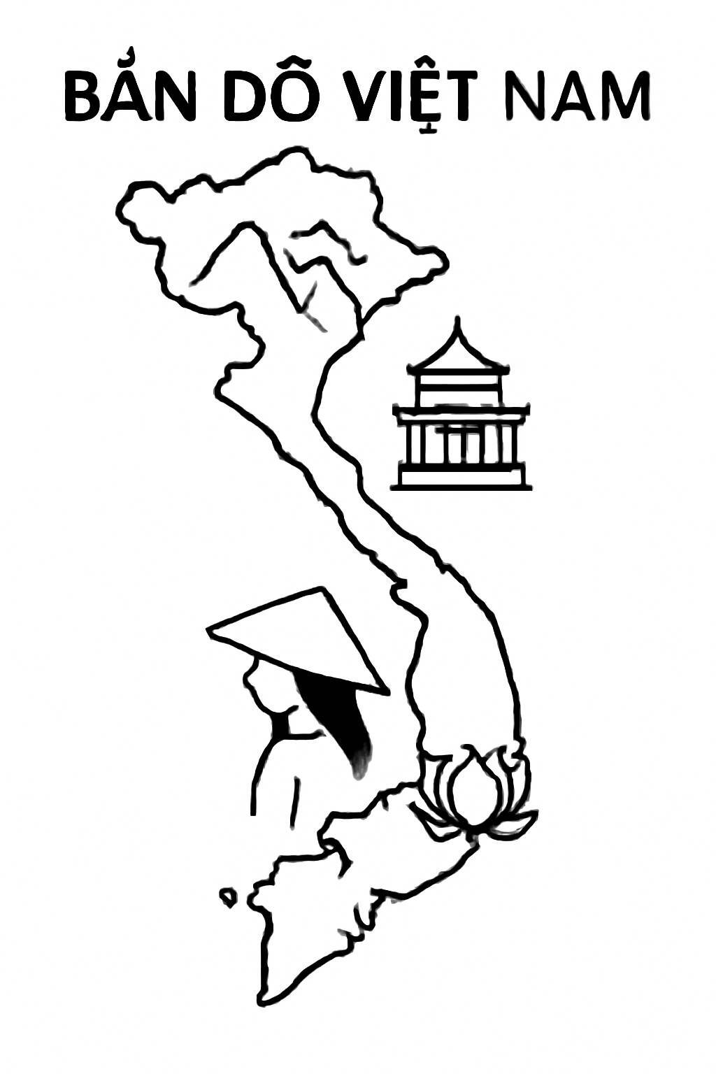 Illustrated Map of Vietnam with Icons