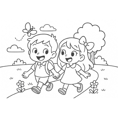 Cute Boy and Girl Coloring Pages 2026 for Kids to Practice Coloring