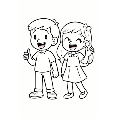Cute Boy and Girl Coloring Pages 2026 for Kids to Practice Coloring