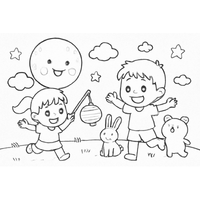 Mid-Autumn Festival Coloring Pages for Kids – Free PDF Download