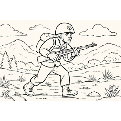 Soldier Marching Coloring Pages for Kids – Easy PDF Download