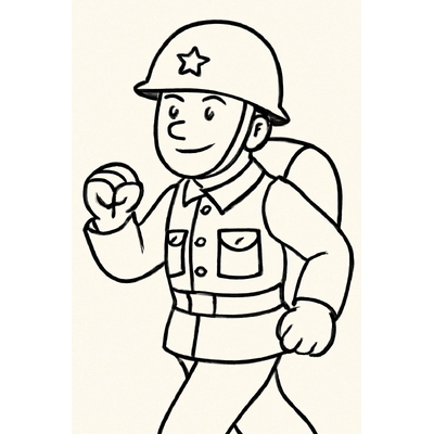 Soldier Marching Coloring Pages for Kids – Easy PDF Download