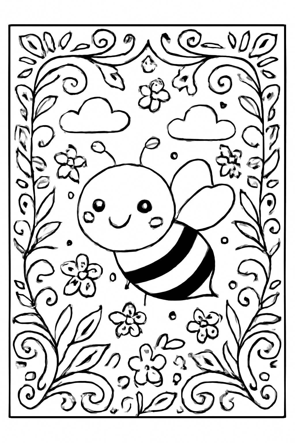 Bee Coloring Pages for Kids – Free Printable Bee PDF