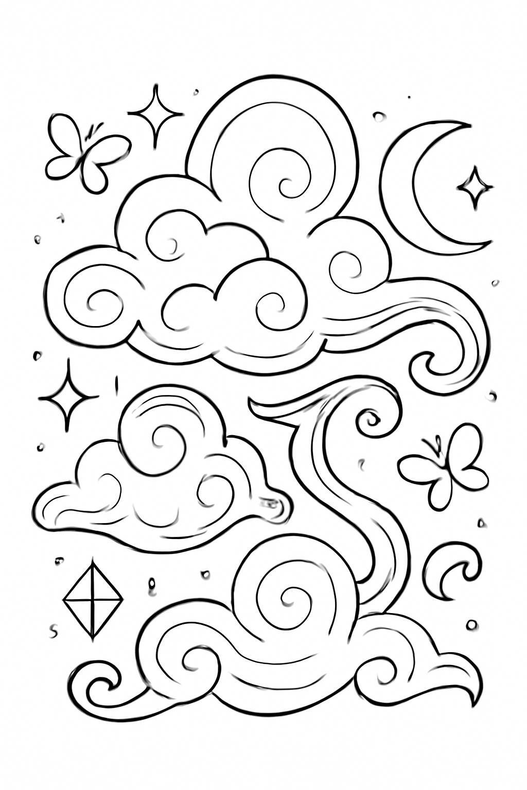 Cloud Coloring Pages for Kids – Beautiful Cloud Coloring Pictures
