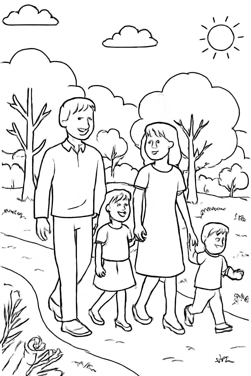 Family of Four Outdoors