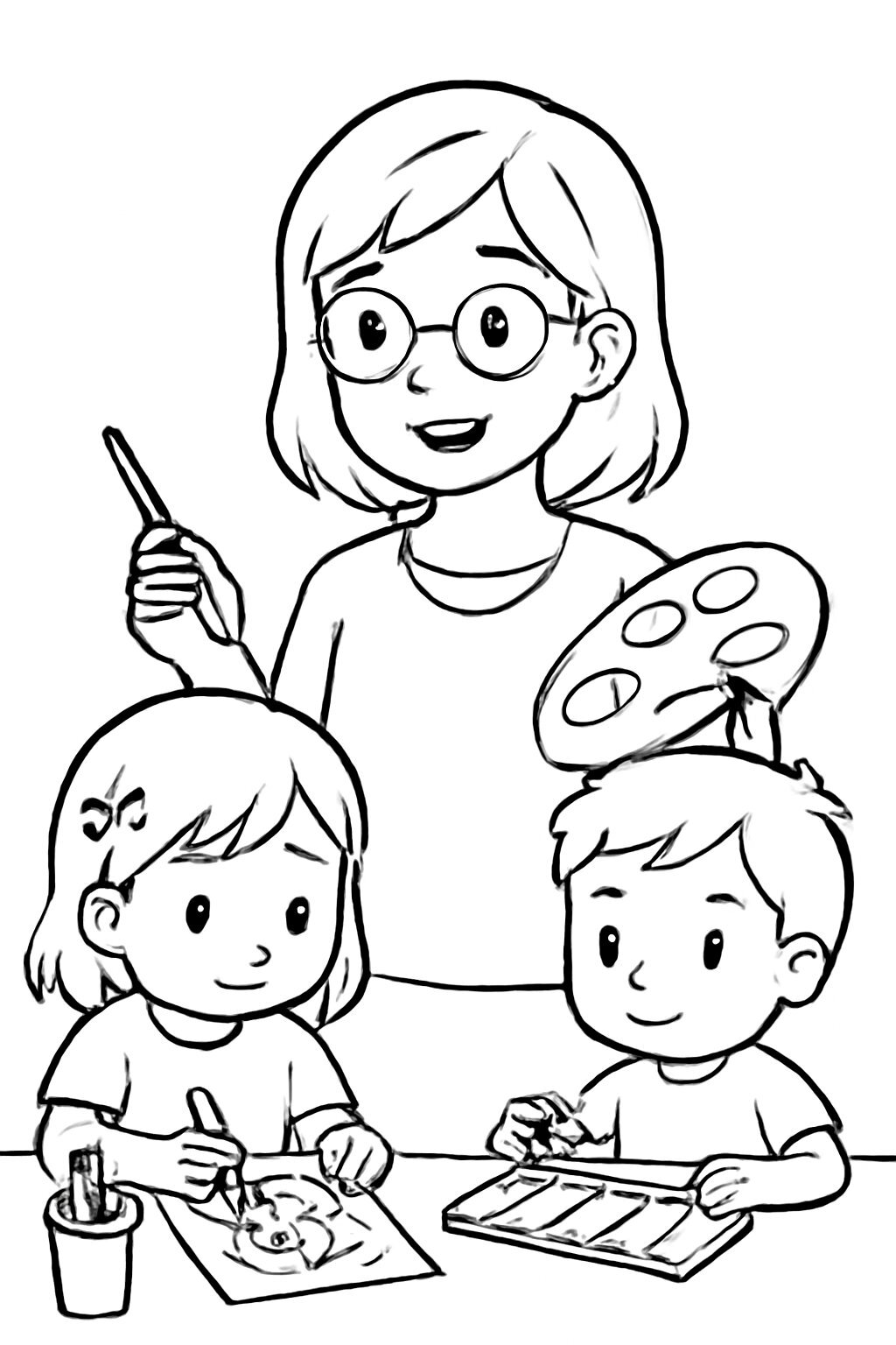 Teacher Leading an Art Activity