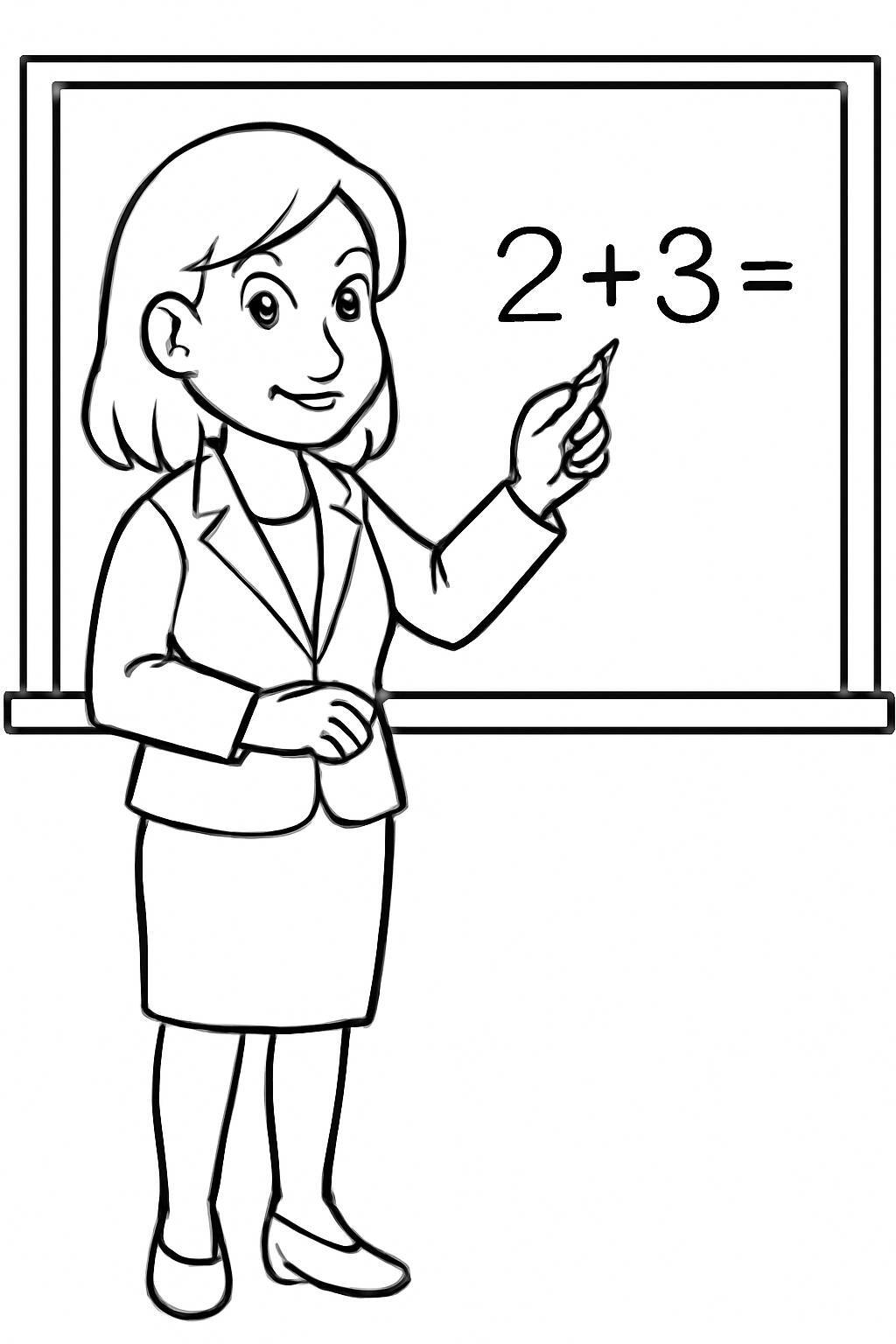 Teacher Teaching at the Blackboard
