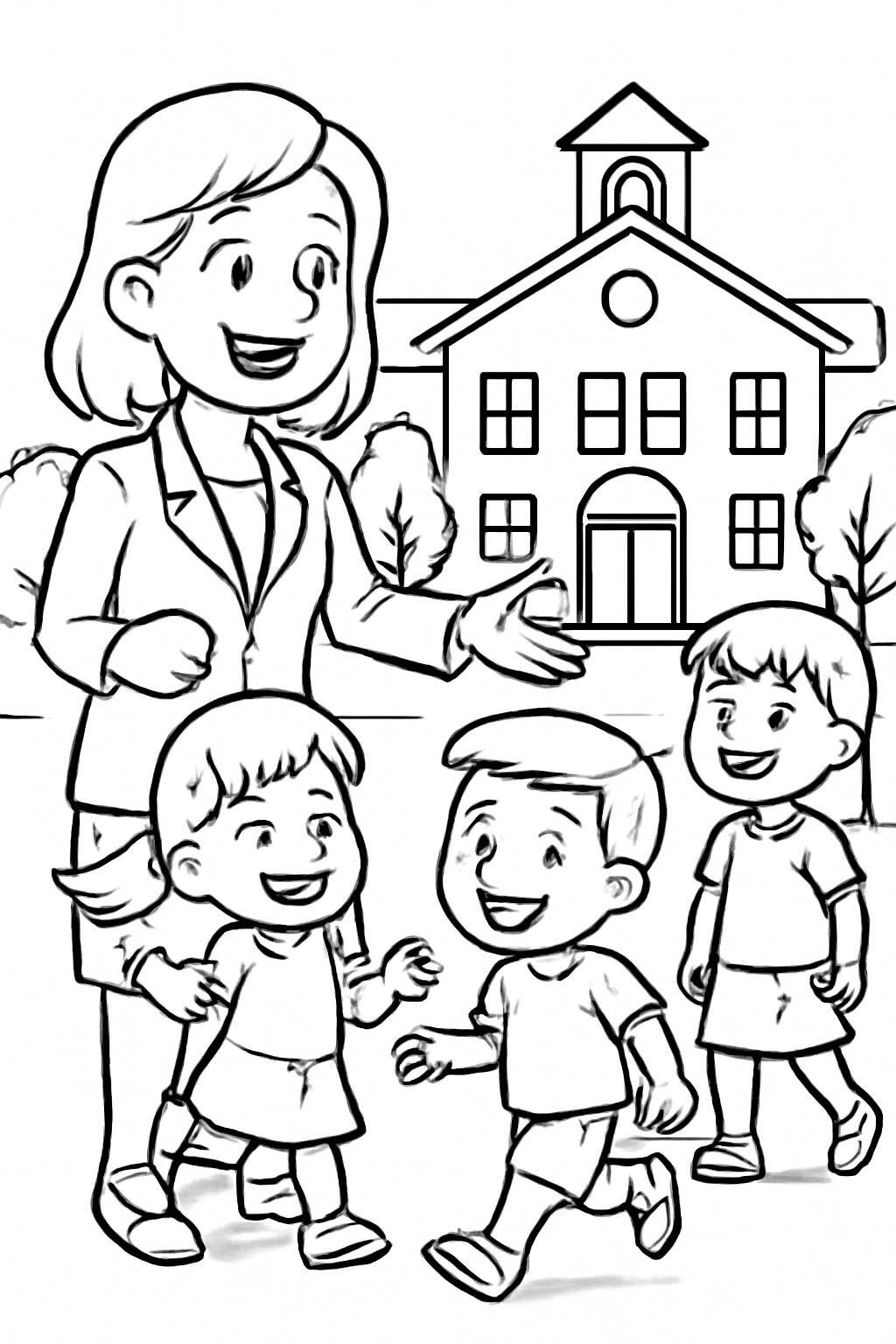 Teacher Coloring Pages for Kids – Printable Teacher Coloring PDF
