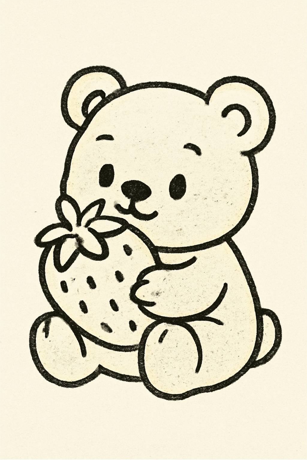Vintage Retro Strawberry Bear