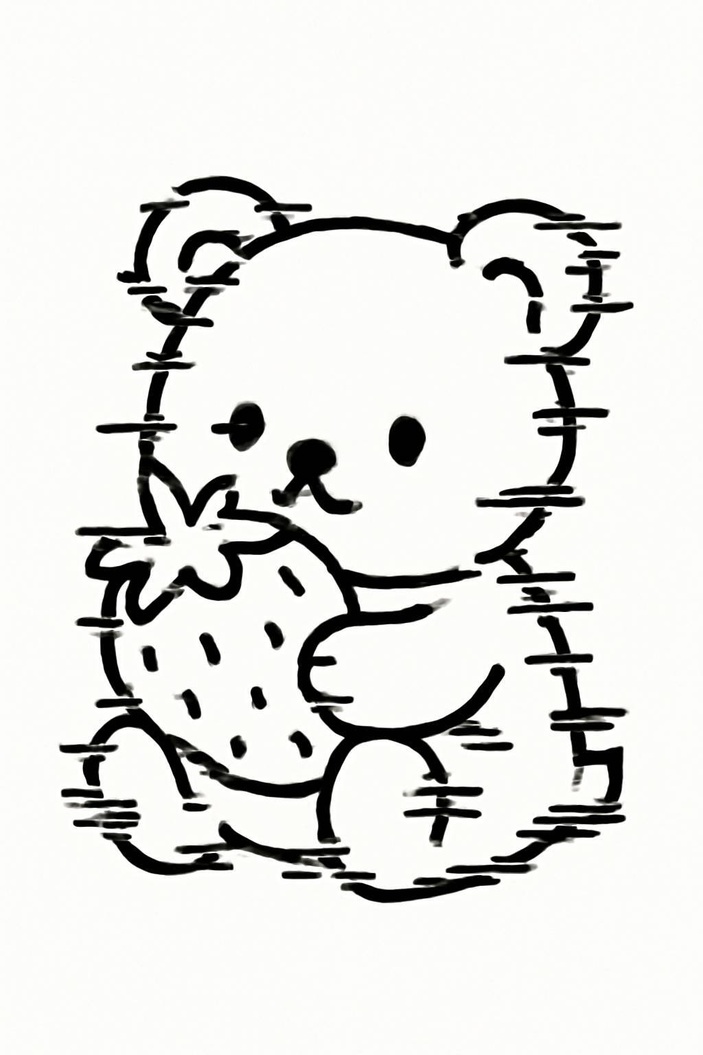 Digital Glitch Strawberry Bear