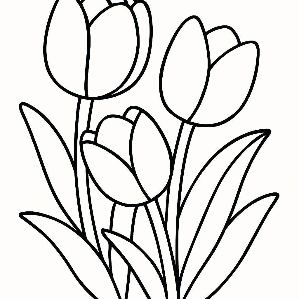 Tulip Flower Coloring Pages for Kids – Beautiful and Easy-to-Download Sheets