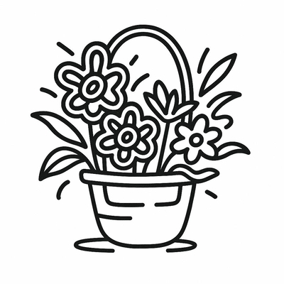 Flower Basket Coloring Pages for Kids – Fun and Creative Coloring Pictures