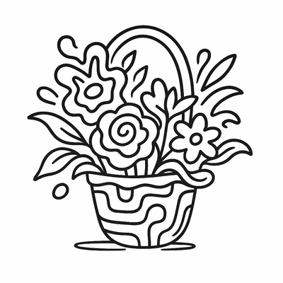 Flower Basket Coloring Pages for Kids – Fun and Creative Coloring Pictures