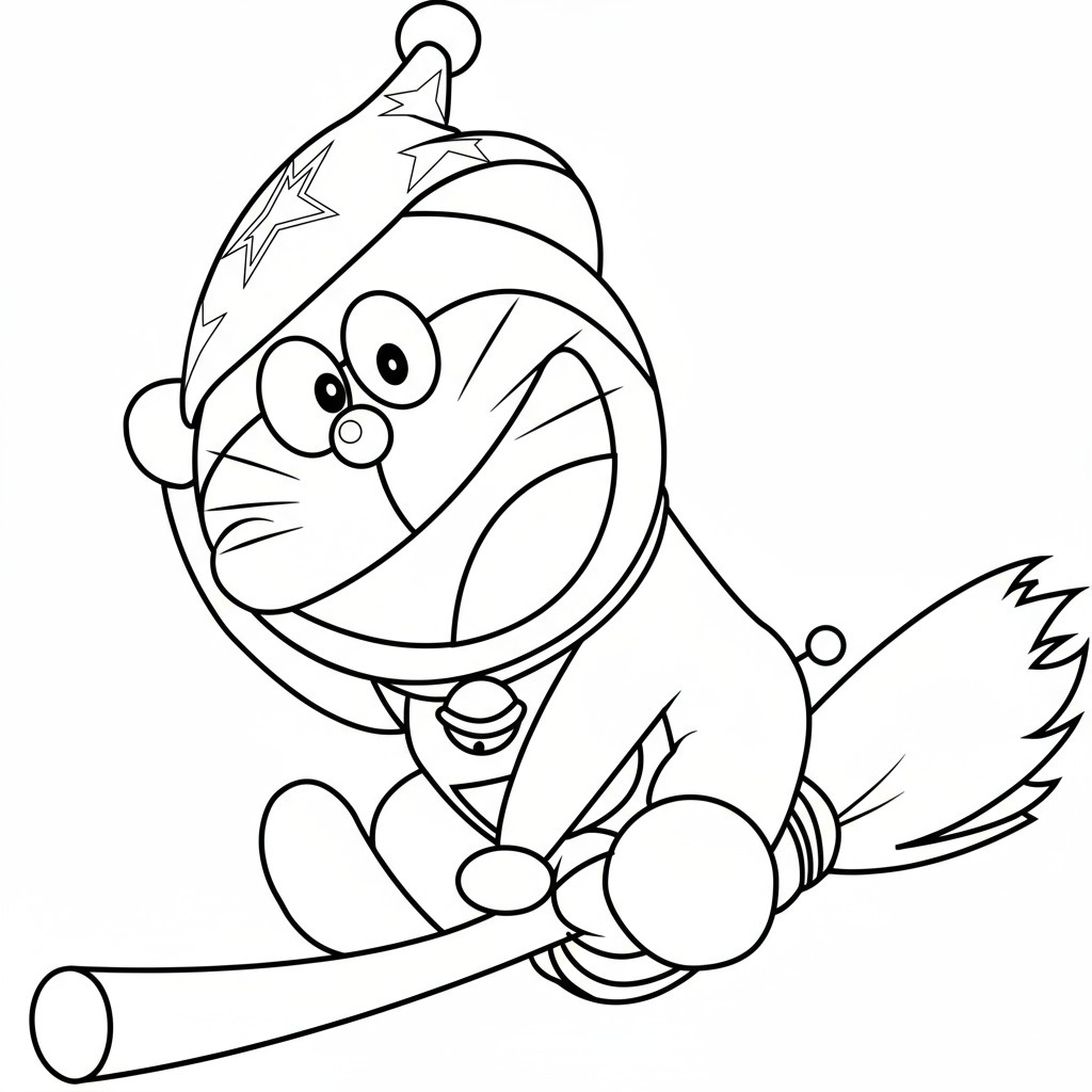Doraemon wearing a winter knit hat