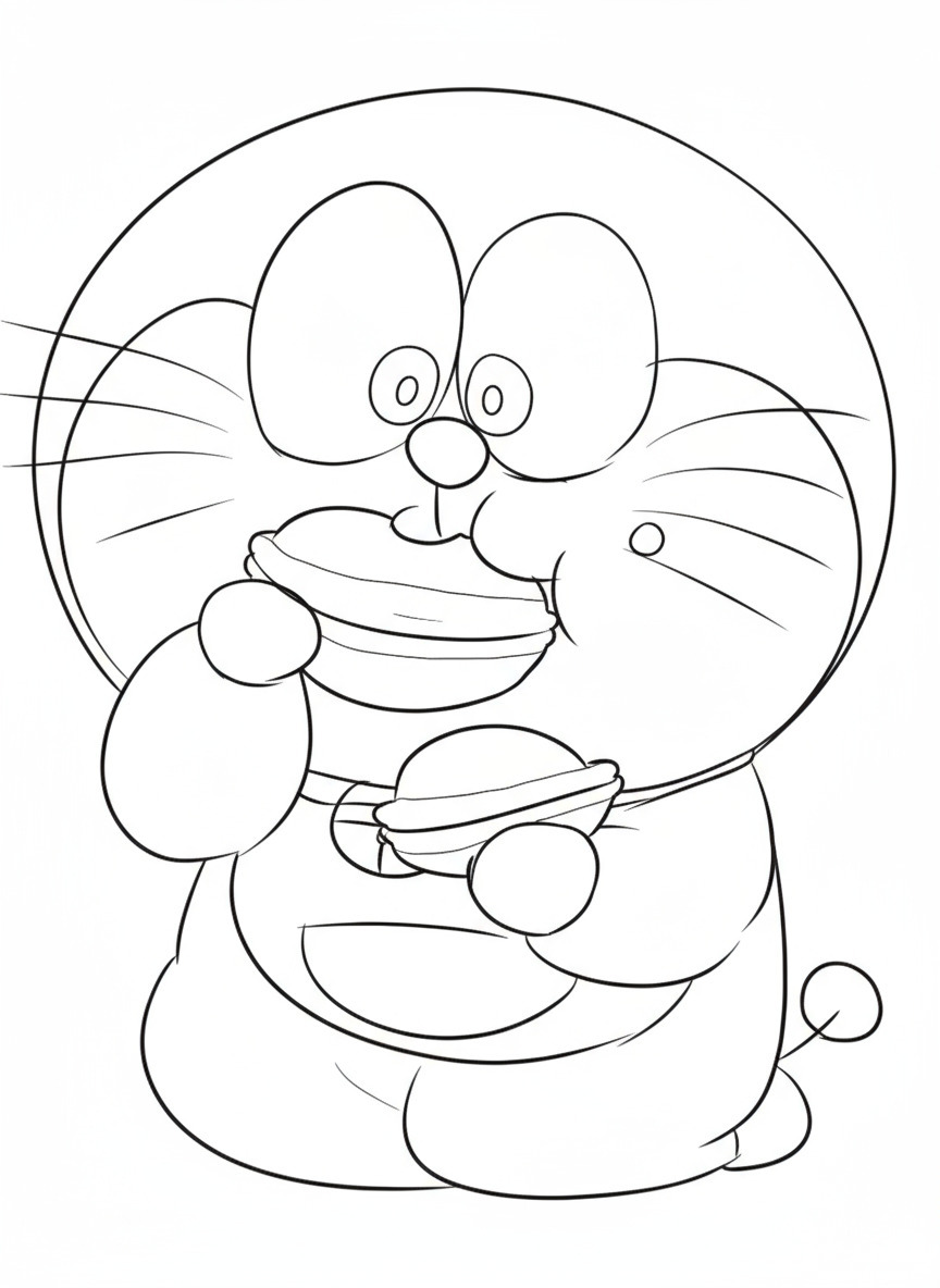 Doraemon holding a glass of orange juice