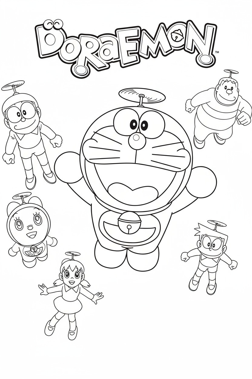 Doraemon Welcomes with the Logo Text