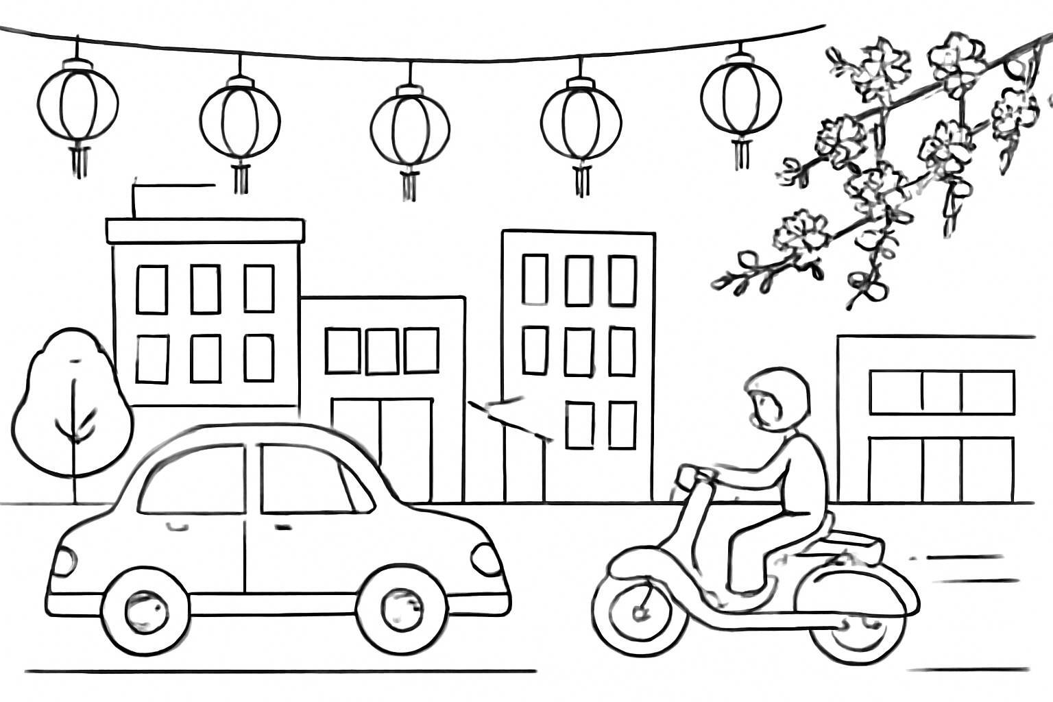 Modern Tet Coloring Pages