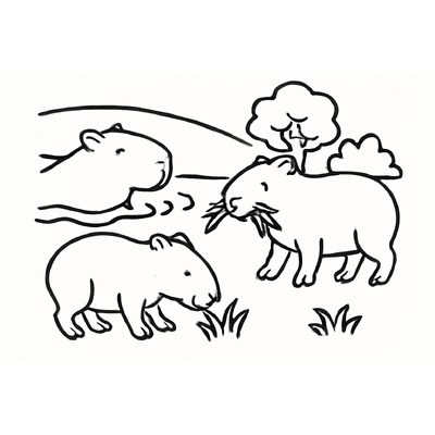 Cute Capybara Coloring Pages for Kids – Free PDF Download