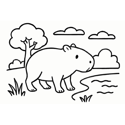 Cute Capybara Coloring Pages for Kids – Free PDF Download