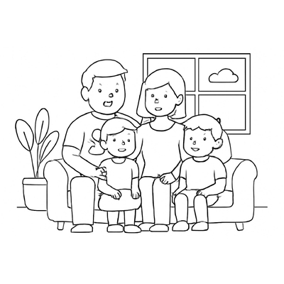 Happy Family Coloring Pages for Kids