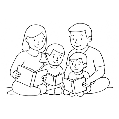 Happy Family Coloring Pages for Kids