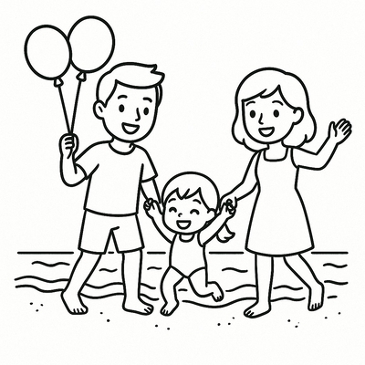 Happy Family Coloring Pages for Kids
