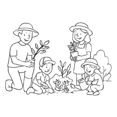 Happy Family Coloring Pages for Kids