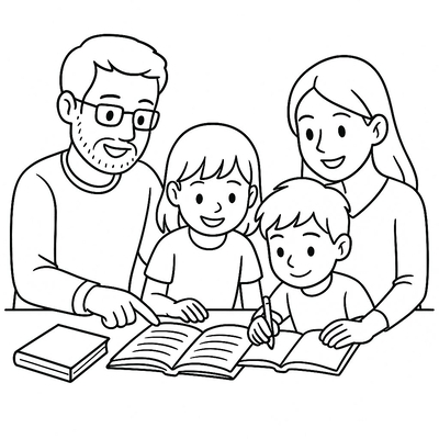 Happy Family Coloring Pages for Kids
