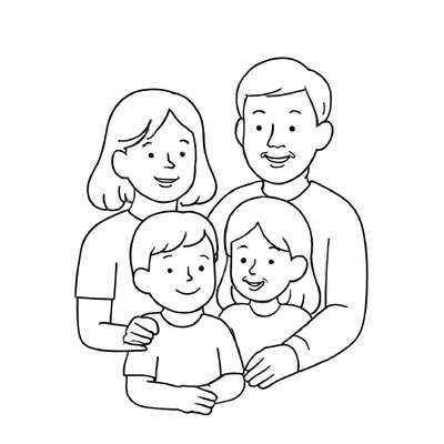 Happy Family Coloring Pages for Kids