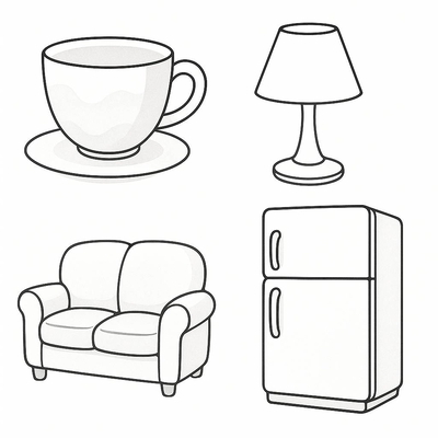 Household Items Coloring Pages for Kids 2026 - PDF