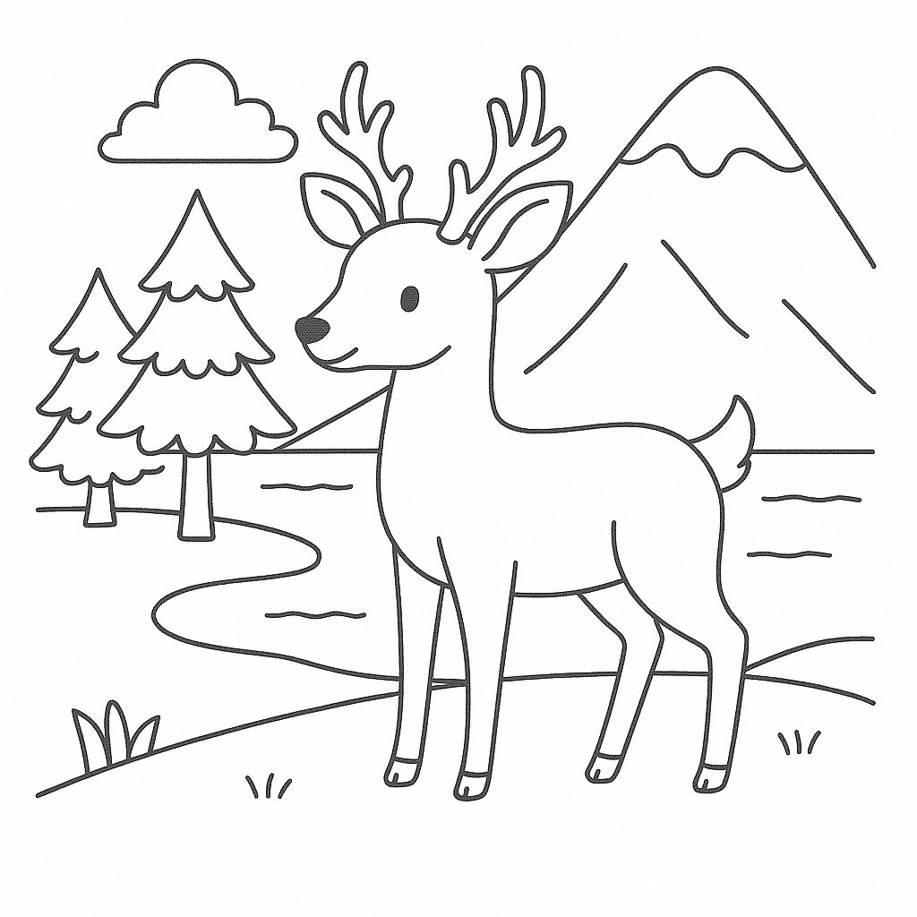 Deer with Landscape Style