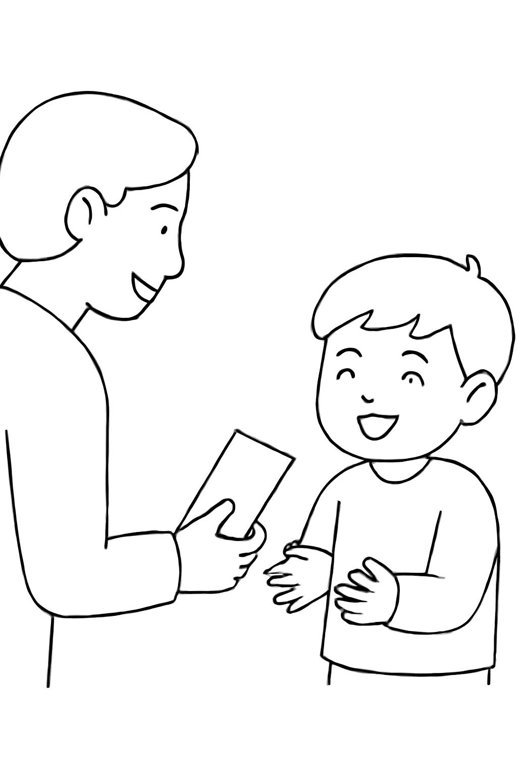 Coloring Page: Child Receiving Lucky Money