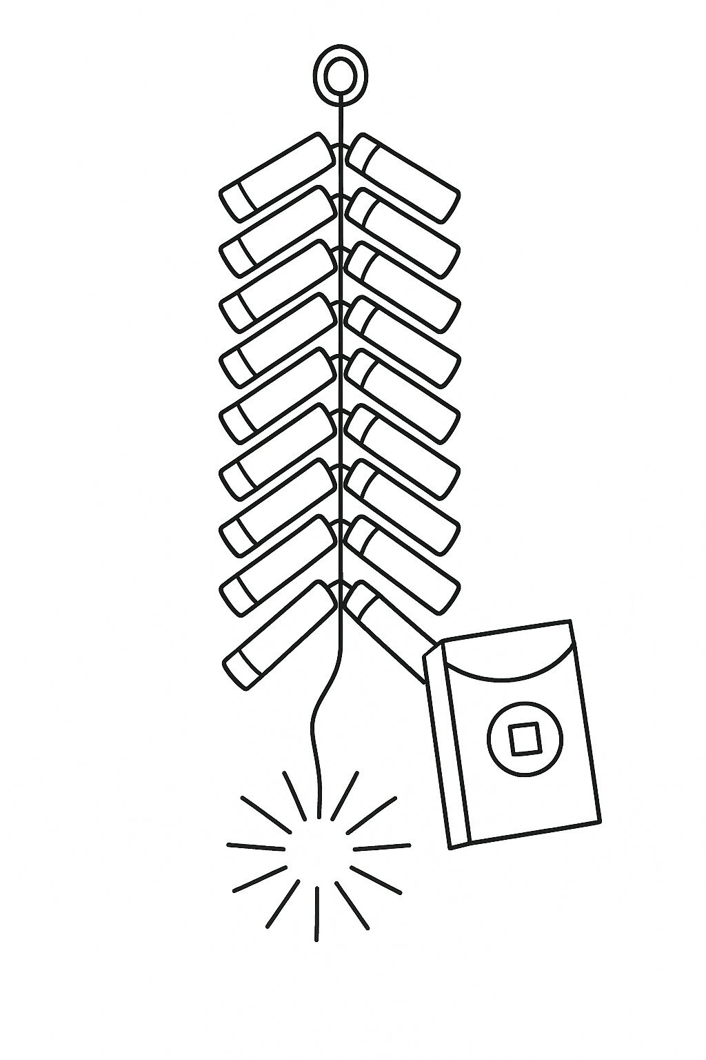 Coloring Page: Traditional Lunar New Year Firecrackers