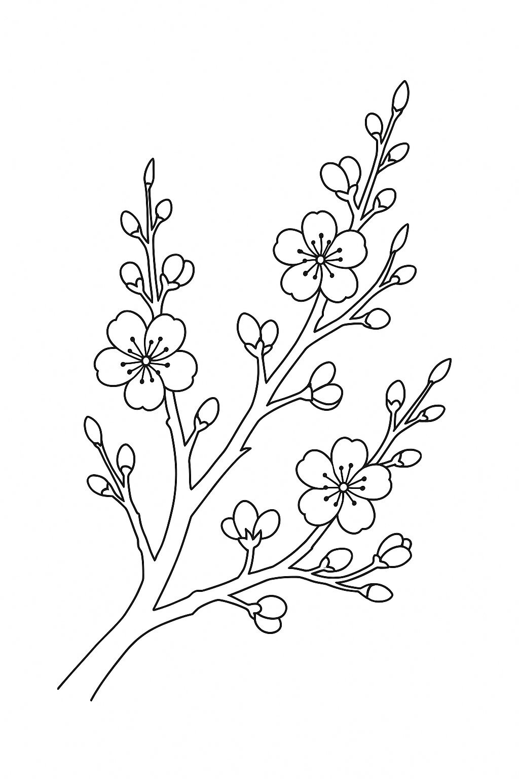 Spring Peach Blossom Coloring Page