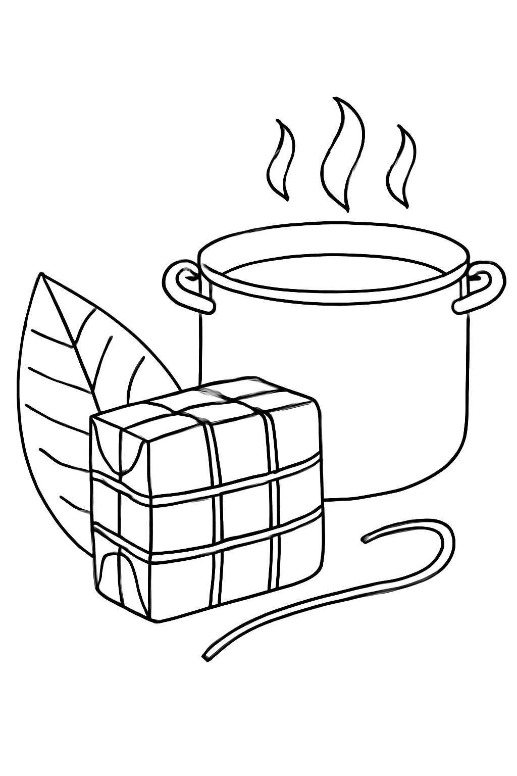 Green Square Bánh Chưng Coloring Page