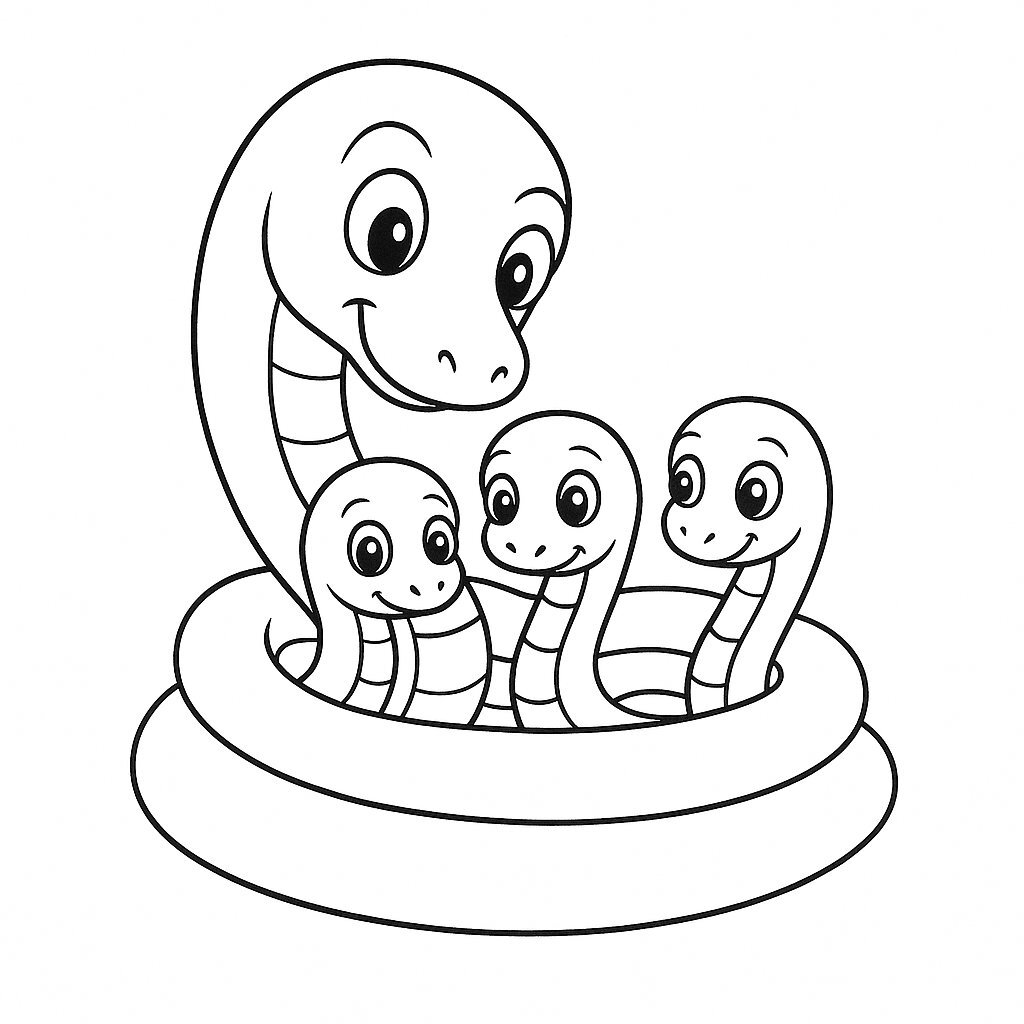 Mother Snake and Baby Snakes
