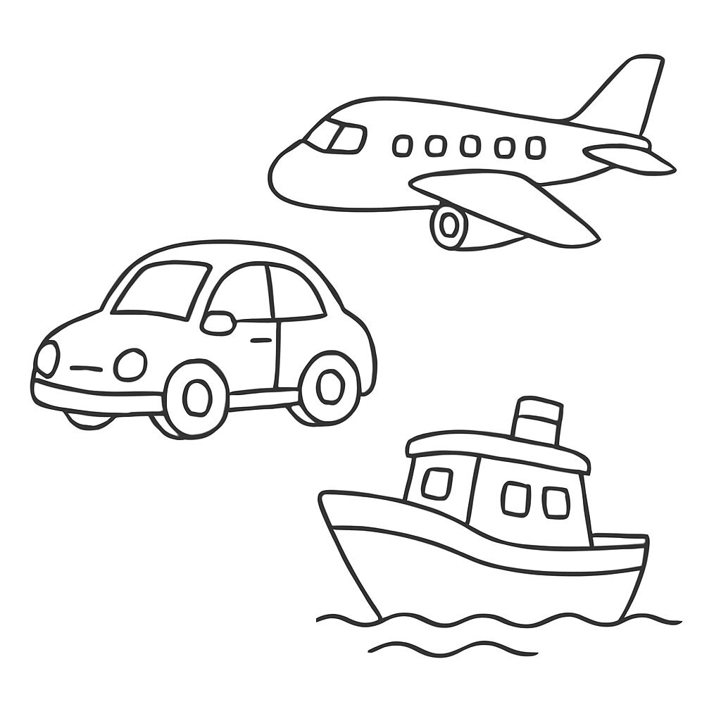 Transportation-Themed Coloring Paper
