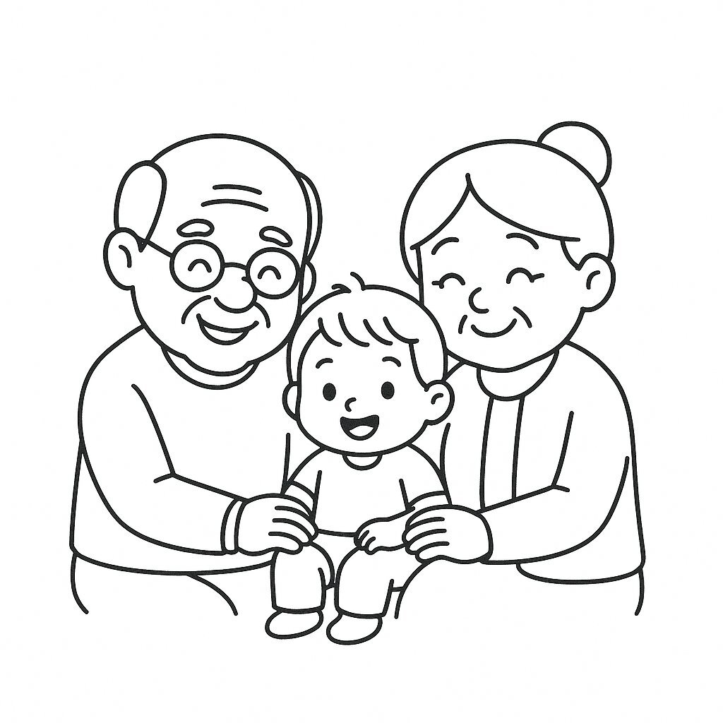 Grandparents Joyfully Spending Time with Their Grandchild