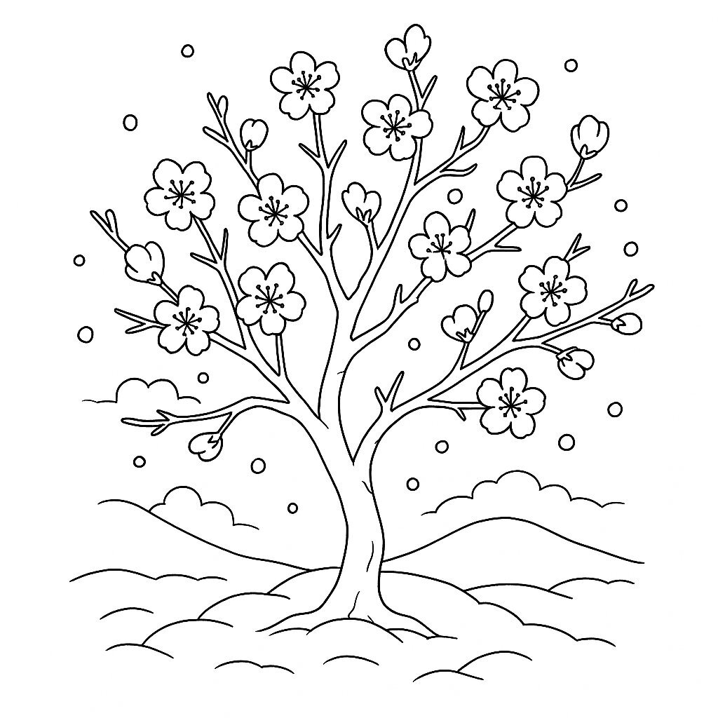 Peach Blossoms on Snow