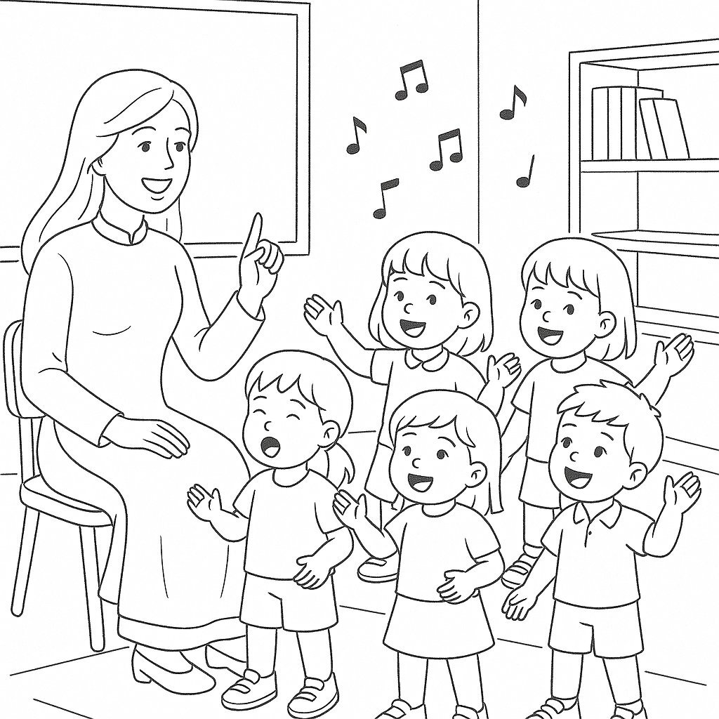 Preschool Teacher Welcoming Kids Coloring Pages 2026 – Creative Fun for Children
