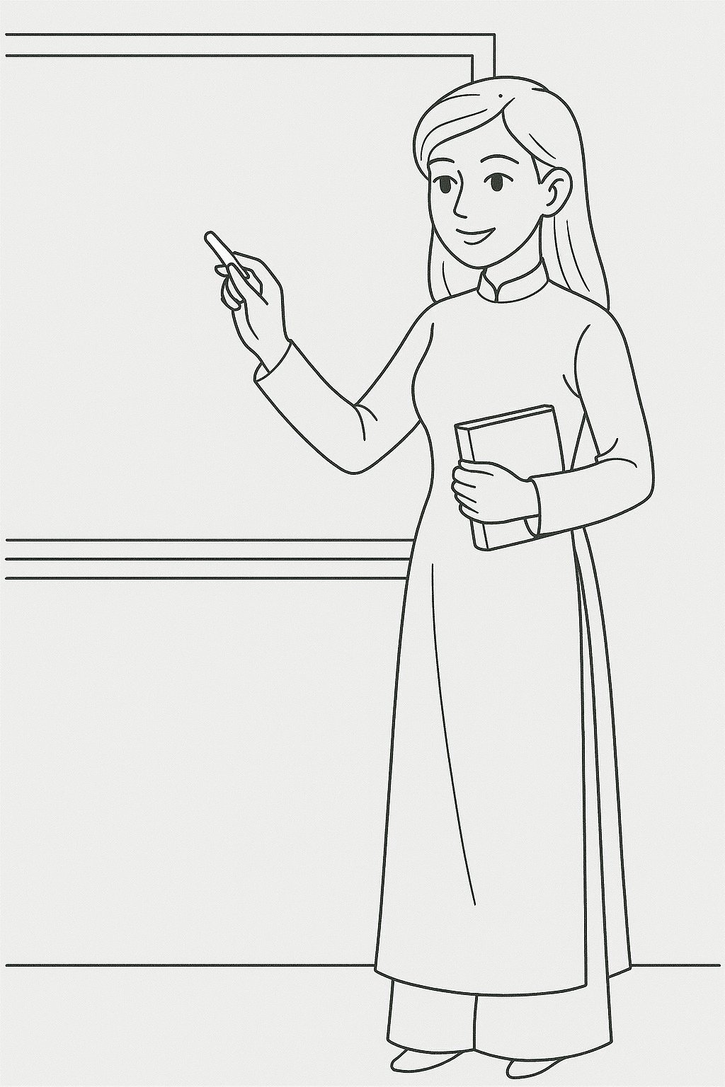 Teacher in Ao Dai Coloring Pages for Kids 2026 – Creative Learning
