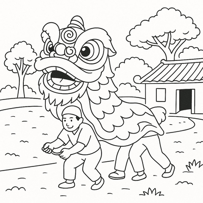 Lion Dance Coloring Pages for Kids 2026 – Free Download