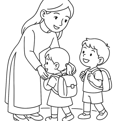 Preschool Teacher Welcoming Kids Coloring Pages 2026 – Creative Fun for Children