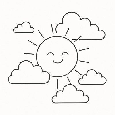 Sun and Cloud Coloring Pages for Kids 2026