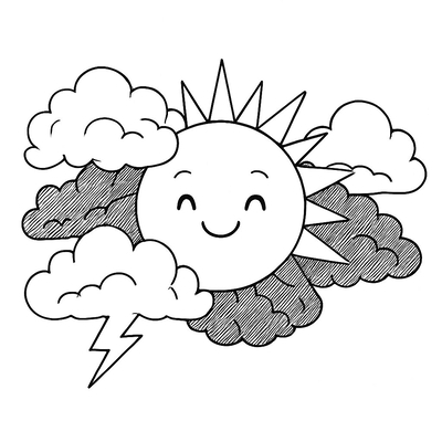 Sun and Cloud Coloring Pages for Kids 2026