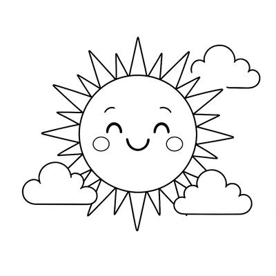 Sun and Cloud Coloring Pages for Kids 2026